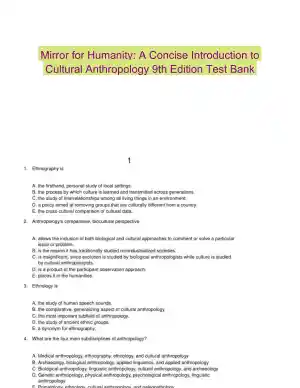 Mirror for Humanity: A Concise Introduction to Cultural Anthropology 9th Edition Test Bank