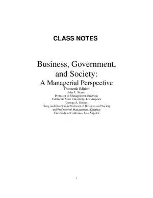 Lecture Notes For Business, Government, And Society: A Managerial Perspective, 13th Edition