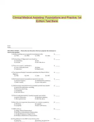 Clinical Medical Assisting: Foundations and Practice 1st Edition Test Bank