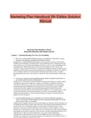 Marketing Plan Handbook 5th Edition Solution Manual