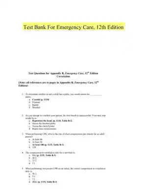 Test Bank For Emergency Care, 12th Edition