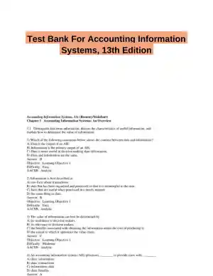 Test Bank For Accounting Information Systems, 13th Edition