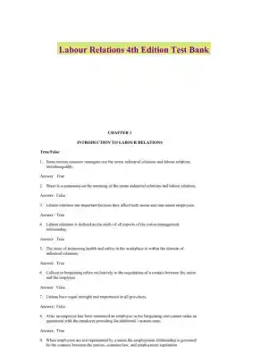 Labour Relations 4th Edition Test Bank