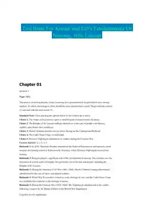 Test Bank For Kozier and Erb's Fundamentals Of Nursing, 10th Edition