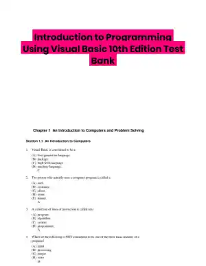 Introduction to Programming Using Visual Basic 10th Edition Test Bank