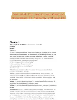 Test Bank For Health and Physical Assessment In Nursing, 2nd Edition
