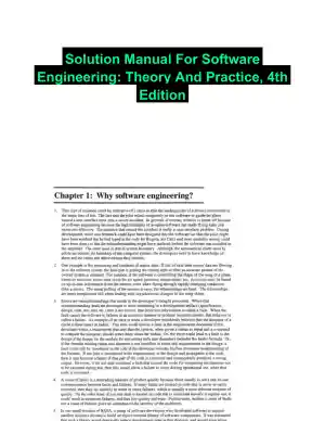 Solution Manual For Software Engineering: Theory And Practice, 4th Edition