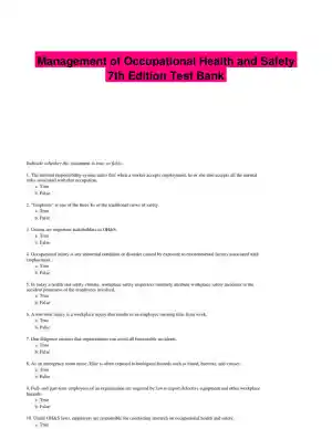 Management of Occupational Health and Safety 7th Edition Test Bank