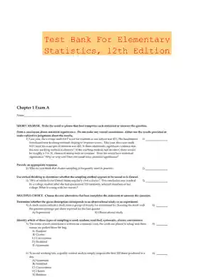 Test Bank For Elementary Statistics, 12th Edition