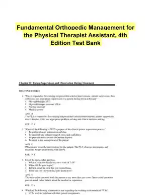 Fundamental Orthopedic Management for the Physical Therapist Assistant, 4th Edition Test Bank