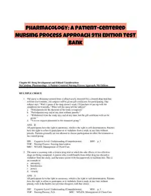 Pharmacology: A Patient-Centered Nursing Process Approach 9th Edition Test Bank