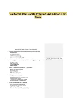 California Real Estate Practice 2nd Edition Test Bank