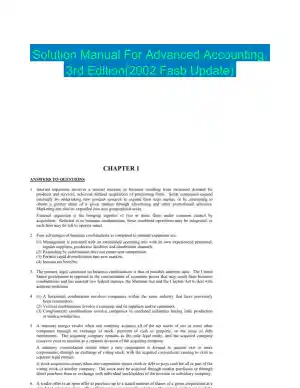 Solution Manual For Advanced Accounting, 3rd Edition(2002 Fasb Update)