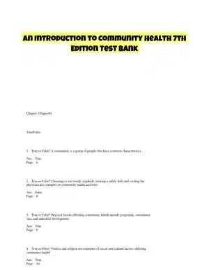 An Introduction to Community Health 7th Edition Test Bank