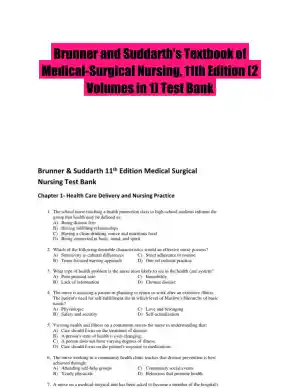 Brunner and Suddarth's Textbook of Medical-Surgical Nursing, 11th Edition (2 Volumes in 1) Test Bank