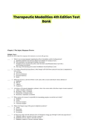 Therapeutic Modalities 4th Edition Test Bank