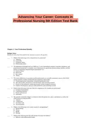 Advancing Your Career: Concepts in Professional Nursing 5th Edition Test Bank