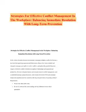 Strategies For Effective Conflict Management In The Workplace: Balancing Immediate Resolution With Long-Term Prevention