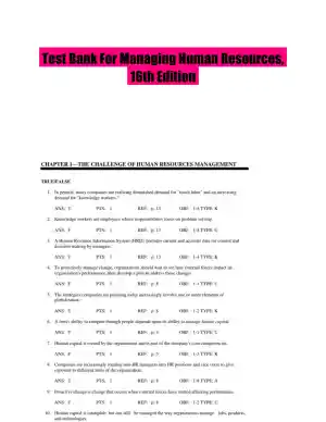 Test Bank For Managing Human Resources, 16th Edition