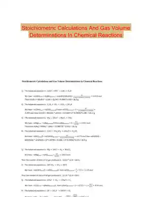 Stoichiometric Calculations And Gas Volume Determinations In Chemical Reactions