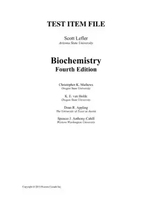 Biochemistry, 5th Edition Test Bank