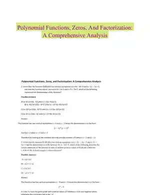 Polynomial Functions, Zeros, And Factorization: A Comprehensive Analysis