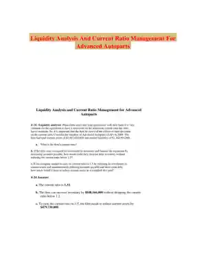 Liquidity Analysis And Current Ratio Management For Advanced Autoparts