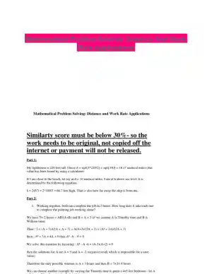 Mathematical Problem Solving: Distance And Work Rate Applications