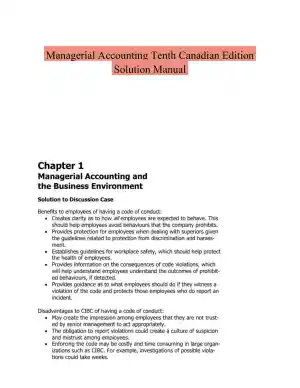 Managerial Accounting Tenth Canadian Edition Solution Manual