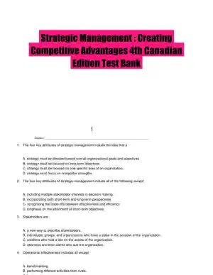 Strategic Management : Creating Competitive Advantages 4th Canadian Edition Test Bank
