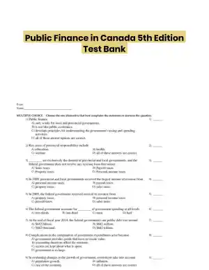 Public Finance in Canada 5th Edition Test Bank