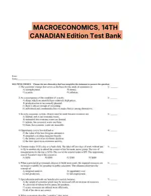 MACROECONOMICS, 14TH CANADIAN Edition Test Bank