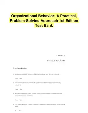 Organizational Behavior: A Practical, Problem-Solving Approach 1st Edition Test Bank