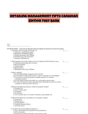 Retailing Management Fifth Canadian Edition Test Bank