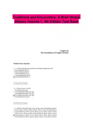 Traditions and Encounters: A Brief Global History Volume 1, 4th Edition Test Bank