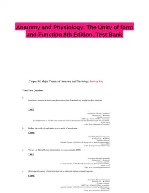 Anatomy and Physiology: The Unity of form and Function 8th Edition, Test Bank