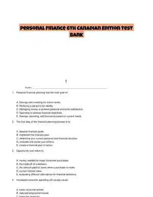 Personal Finance 6th Canadian Edition Test Bank