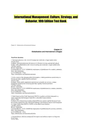 International Management: Culture, Strategy, and Behavior, 10th Edition Test Bank