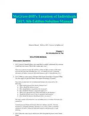 McGraw-Hill's Taxation of Individuals 2017, 8th Edition Solution Manual