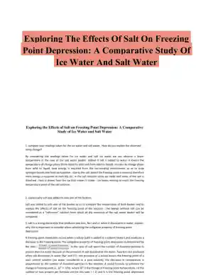 Exploring The Effects Of Salt On Freezing Point Depression: A Comparative Study Of Ice Water And Salt Water