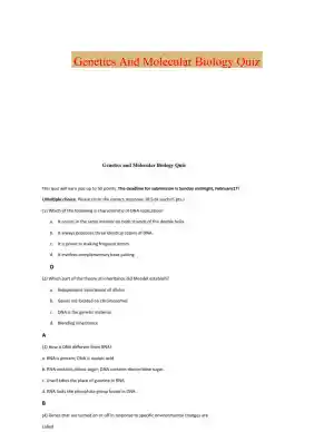 Genetics And Molecular Biology Quiz