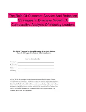 The Role Of Customer Service And Retention Strategies In Business Growth: A Comparative Analysis Of Industry Leaders