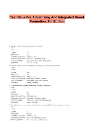 Test Bank For Advertising And Integrated Brand Promotion, 7th Edition
