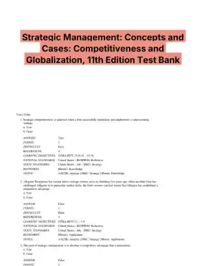 Strategic Management: Concepts and Cases: Competitiveness and Globalization, 11th Edition Test Bank
