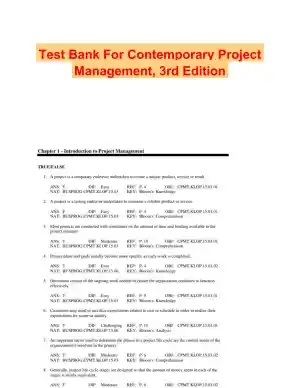 Test Bank For Contemporary Project Management, 3rd Edition
