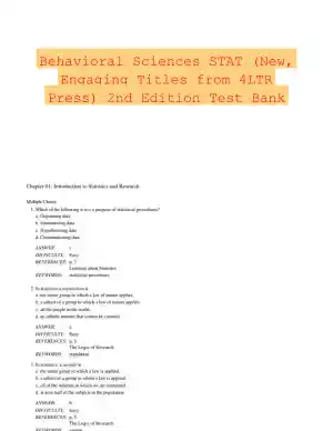 Behavioral Sciences STAT (New, Engaging Titles from 4LTR Press) 2nd Edition Test Bank