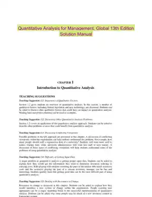 Quantitative Analysis for Management, Global 13th Edition Solution Manual
