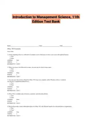 Introduction to Management Science, 11th Edition Test Bank