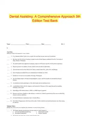 Dental Assisting: A Comprehensive Approach 5th Edition Test Bank
