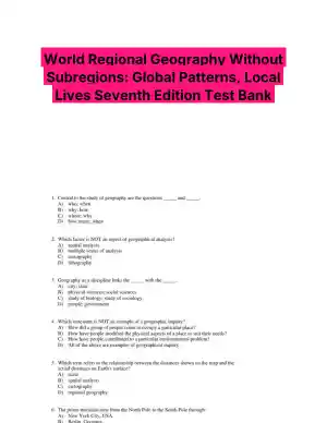 World Regional Geography Without Subregions: Global Patterns, Local Lives Seventh Edition Test Bank
